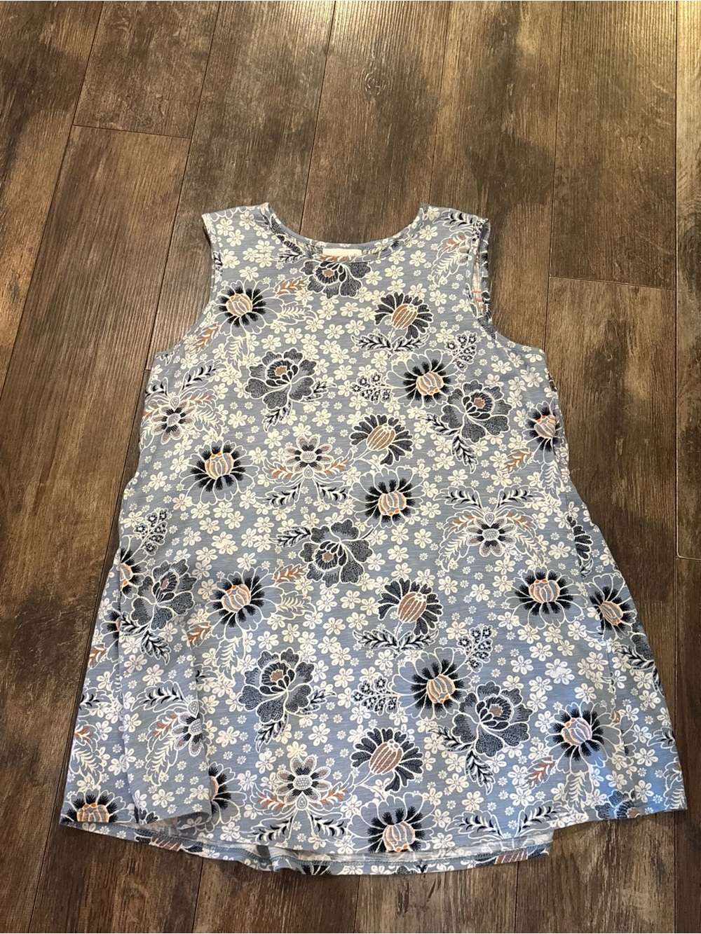 J. Jill Blue Floral Sleeveless Tank Top